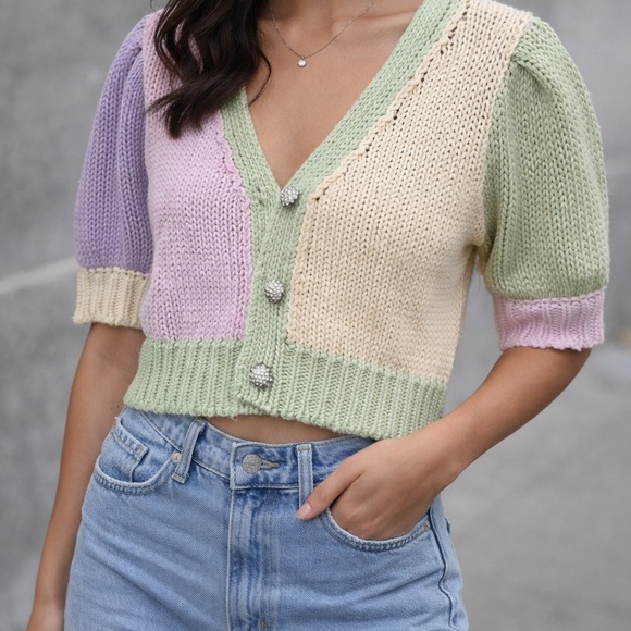 Blue Blush Sweaters - Blue Blush Pastel Knit Cardigan